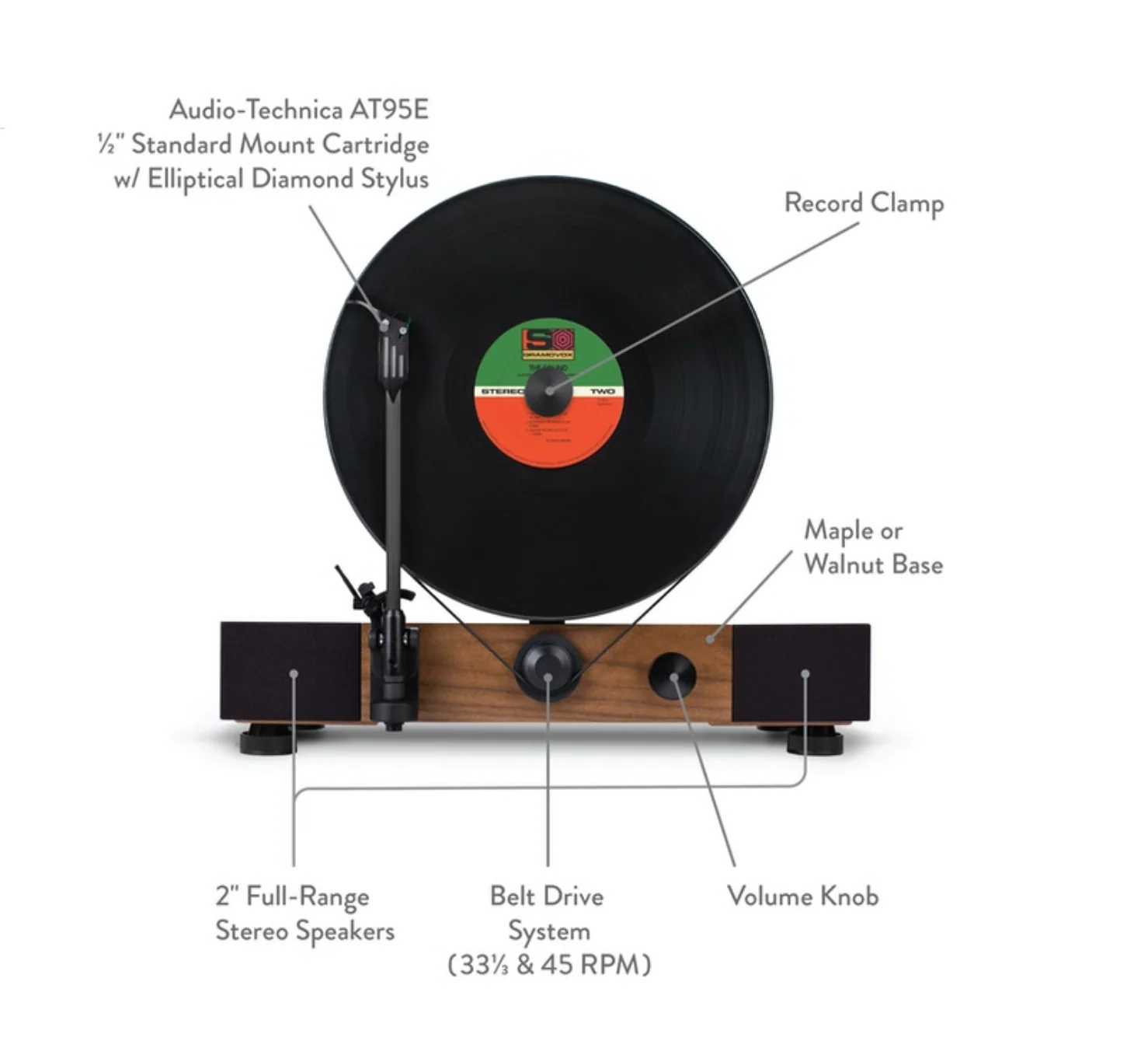Floating Record vertical Bluetooth turntable with built-In Stereo Speakers - Image 4