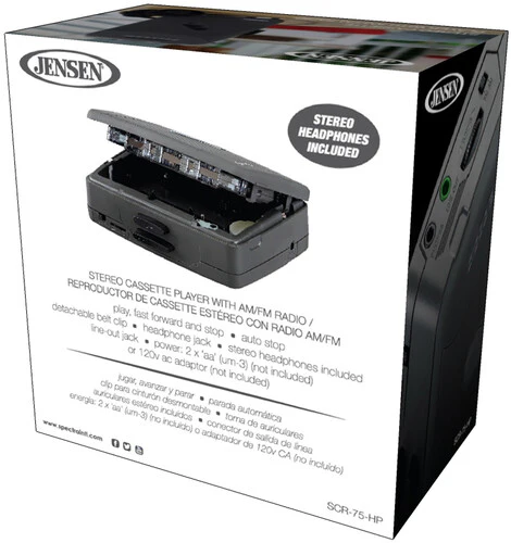 Jensen SCR-75-HP Classic Personal Cassette Player with AM FM Radio (Black) - Image 3