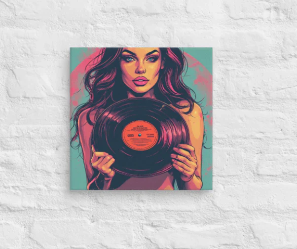Poster / Wall Art of Sexy Girl Holding A Vinyl Record, 12x12" - Image 2