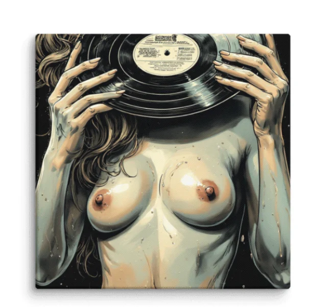 Poster / Wall Art of Sexy Girl Holding A Vinyl Record, 12x12" - Image 4